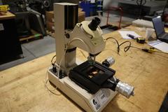 Toolmakers Microscope w .0001" Res Micrometer Table Feed Handles, Surface and Profile Illumination