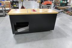 Heavy Duty Butcher Block Top Shop Made Rolling Workbench.