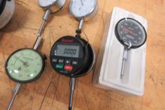 Travel Indicators (5) 0-1" and (1) 0-.250", TeClock, Starrett, Federal and Fowler.