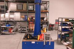 Vestil Portable Swivelng Jib Crane, 500 Lb Capacity with CM Shopstar 500# Electric Chain Hoist, Weighted Jib Base