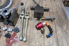 Machine Accessories Assorted, 5C Collet Fixture, Small Tail Stock, Vise and Quill Stops, Kurt Vise Handles and Other