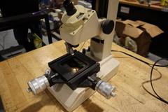 Toolmakers Microscope w .0001" Res Micrometer Table Feed Handles, Surface and Profile Illumination
