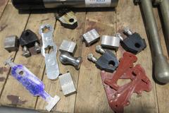 Machine Accessories Assorted, 5C Collet Fixture, Small Tail Stock, Vise and Quill Stops, Kurt Vise Handles and Other