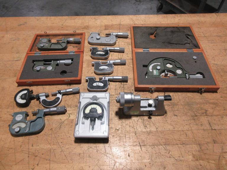 Pressure Micrometers, 0-1" & 1-2", (1) Mahr Bench Micrometer with Millimess Indicator, Other Assorted Brands, Mitutoyo, Scherr Tumico