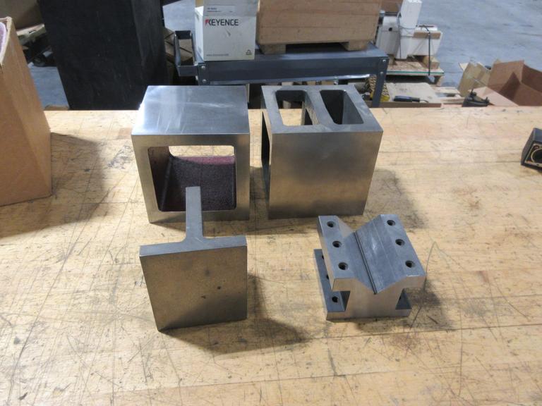 Precision Ground Squares 6x6x6", Angle Plate 5"x4.125"x4.125", Vee Block 4.125"x4.125"x3"