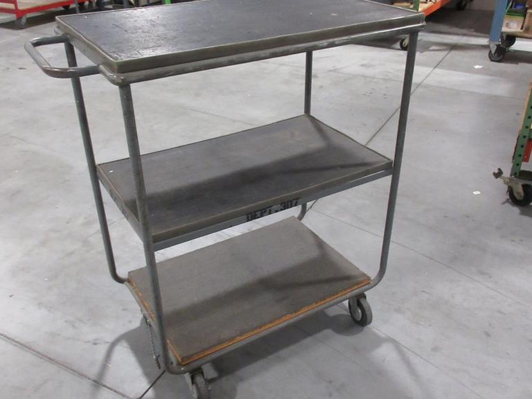 Tall Rolling Steel Frame 3 Shelf Shop Cart