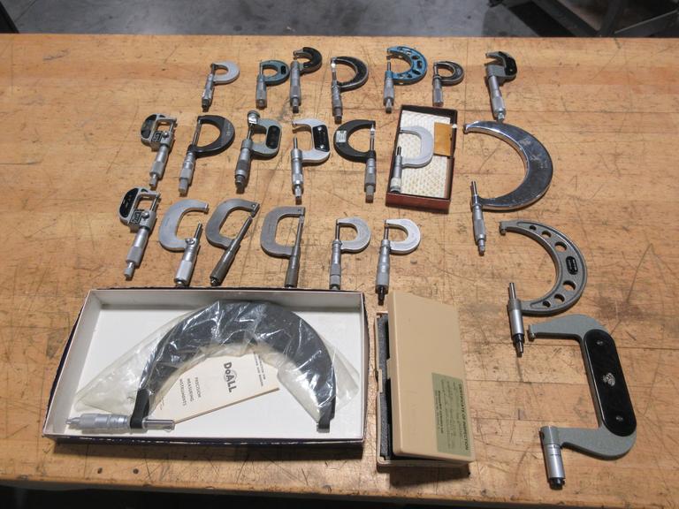 Micrometers, Assorted Brands and Types, Mitutoyo, DoAll, Brown & Sharpe