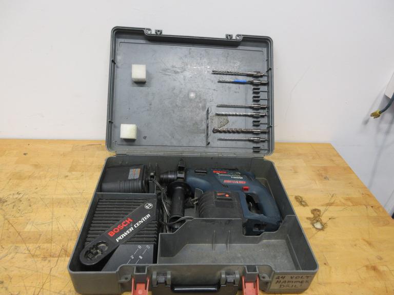 Bosch 24V Annihilator 11225 VSR Hammer Drill with 2 Batteries and Charger in Case