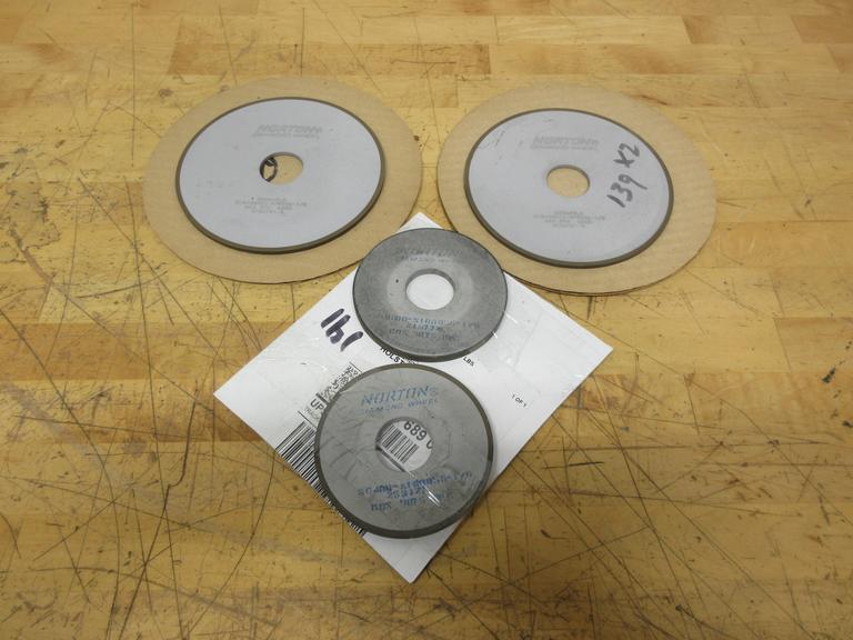 Norton Diamond Carbide Grinding Wheels | (2) Norton 6" x 1/8" x1-1/4" **New**,  (2) Norton 4" x ¼" x 1-1/4"  (1) New &  (1) @ 50%