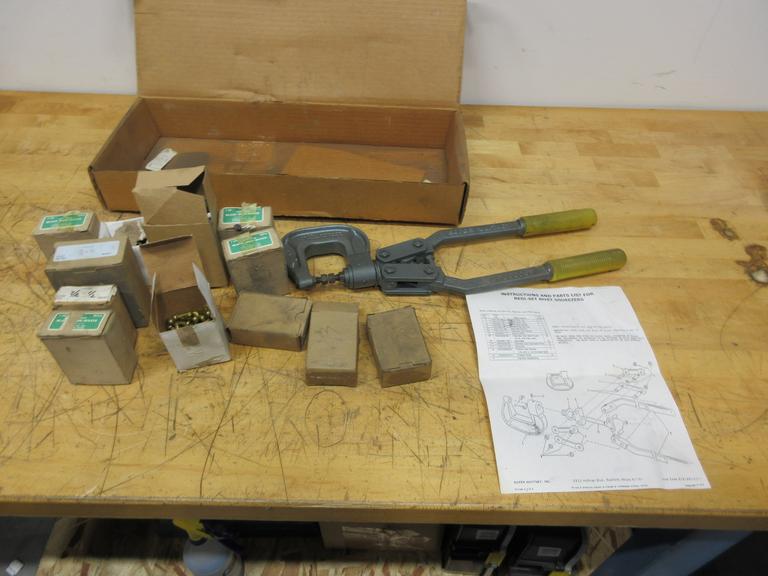 Roper Whitney Rivet Press with Boxes of Rivets, Aluminum, Steel Brass