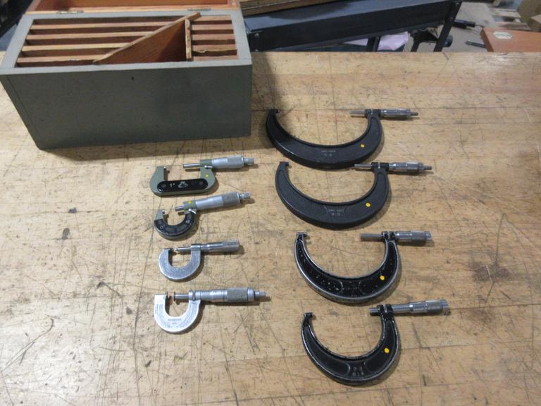 Micrometer Set 1" - 6", Various Brands in Set, with Wooden Case