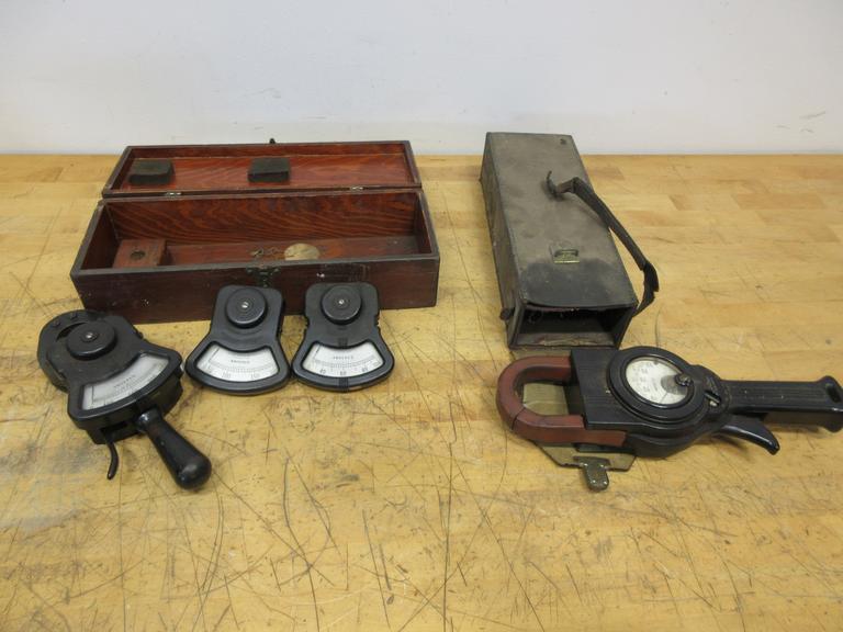 Columbus Electric Amp Meter with Interchangeable Heads, & Weston Electric Large Amp Meter