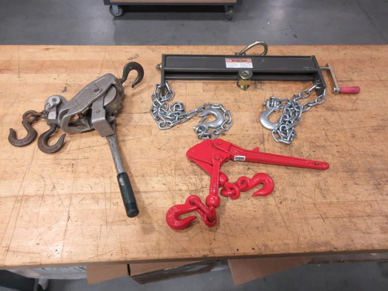 Pittsburgh 2 Ton Load Leveler, Ultra-Tow 5/16" Chain Binder, Lug-All Cable Come-A-Long