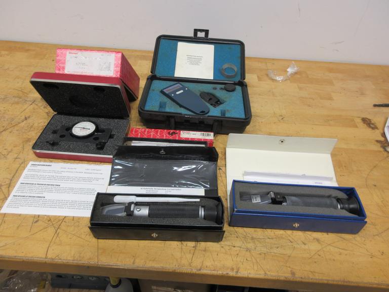 Starrett Saw Tension Guage and Blade Alignment Tool, SPI Digital Tachometer, (2) Handheld Refractometers