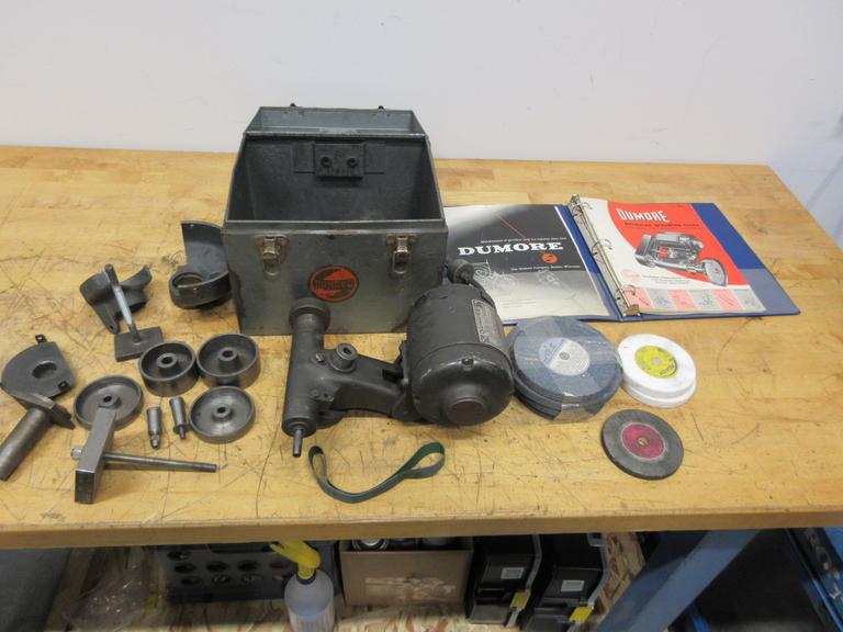 Dumore Tool Post Grinder Series 44, In Metal Case with Grinding Wheels and Accessories