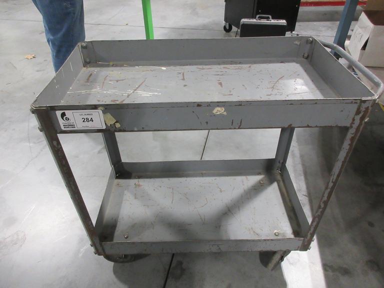 Steel Shop Cart, Rolling 2 Shelves