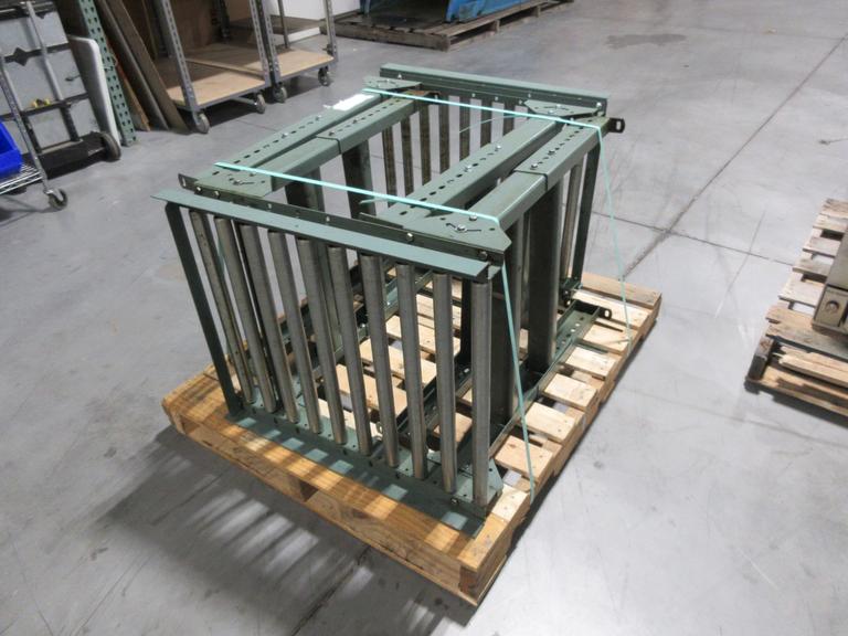 Adjustable Height 24" Wide Roller Conveyor (2) Sections 30" Length, Approx 28-36" Height