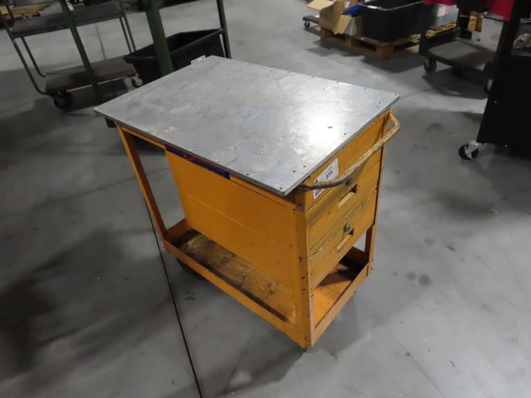 2-Drawer Cart and Contents with 20" x 30" Aluminum Top