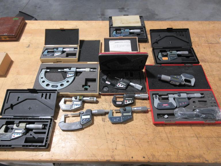 Digital Micrometers 0-1" & 1-2" Travel Ranges, Various Brands, Mitutoyo, Starrett, SPI and Others