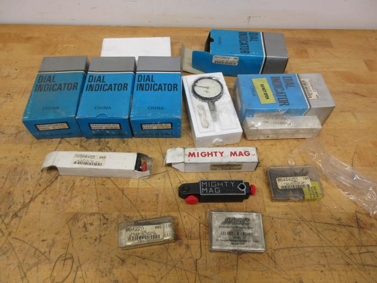 Dial Travel Indicators .001" Graduation, 0-.25" Travel,  China (5) New in Boxes with 3 Magnetic Bases & Point Sets