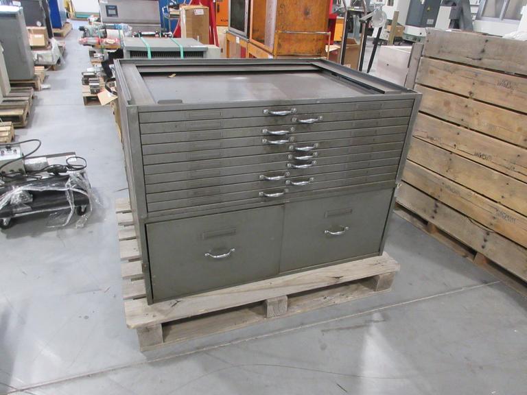 Metal 11 Drawer Blueprint Cabinet with 2 Bottom File Drawers