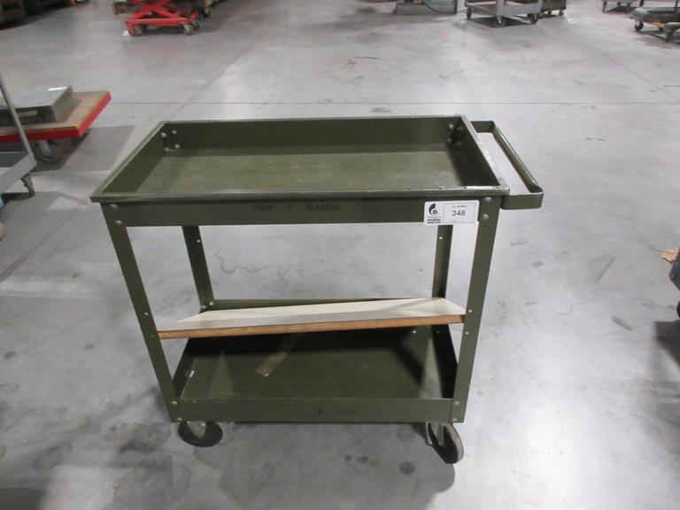 Steel Rolling Shop Cart with 2 Shelves