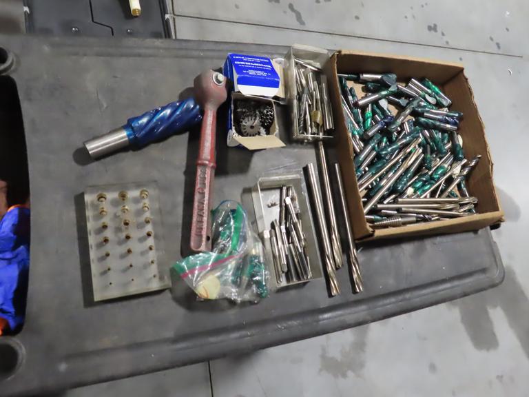 Drills, Taps, Reamers, End Mills, Including Carbide and High Speed Steel and Grinding Wheel Dresser with Assorted Cutters.