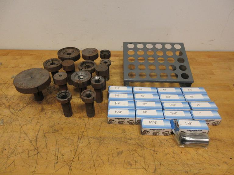 5C Collets **NIB** China (18pc) Set 1/16" - 1-1/8" with Divider Stand, and Emergency 5C Collets