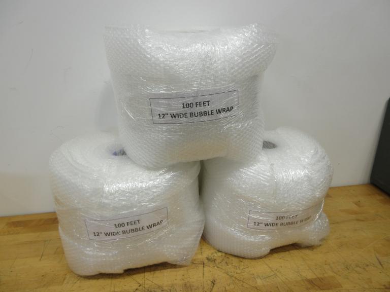 Bubble Wrap, 12" Wide x 100 ft Small Bubble (3 Rolls)