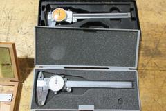 Dial and Vernier 0-6" Calipers, Metric and Standard, Various Brands, (3) Starrett, (2) Mitutoyo, (1) Etalon