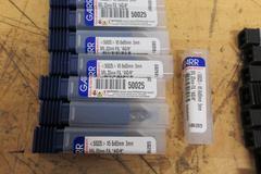 Solid Carbide End Mills **All New In Packages**, (10) Garr 22mm 5FL SQ, (18) Nachi 5/16" 3FL SQ, (7) Redline 3/8" 4FL Ball