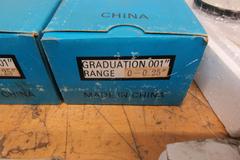 Dial Travel Indicators .001" Graduation, 0-.25" Travel,  China (5) New in Boxes with 3 Magnetic Bases & Point Sets
