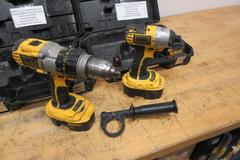 Dewalt 18 Volt Variable Speed Drill DCD940, and 1/4" Impact Driver DC825, Both with Batteries, Chargers and Carry Cases