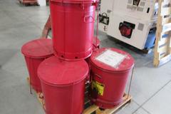 Justrite 21 Gallon Oily Waste Cans (5 Total) with Foot Operated Lid Open
