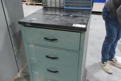 Metal 4 Drawer Cabinet with Laminate Top and (2) Multibin Organizers