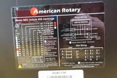 American Rotary AD40-STK 40 hp/40 kVA 3 Phase Converter **New Never Hooked Up**