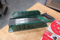 Sanding Pads and Paper Assorted Types, Steel Wool, 14" Masterforce Backsaw with Miter Box