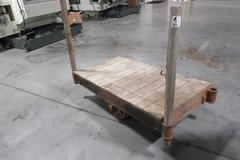 Antique Railroad Rolling Material Cart with Large Center Axle Wheel and Swivel Wheels, Hardwood Top, Hoffman Elect Stamping