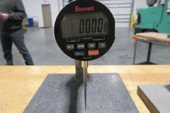 Granite Height Stand with Starrett Digital 1" Travel Indicator *Does Turn On* , Angle Plate 6"x6"x6" with Small Vise Mounted