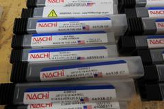 Solid Carbide End Mills **All New In Packages**, (10) Garr 22mm 5FL SQ, (18) Nachi 5/16" 3FL SQ, (7) Redline 3/8" 4FL Ball