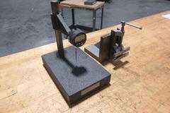 Granite Height Stand with Starrett Digital 1" Travel Indicator *Does Turn On* , Angle Plate 6"x6"x6" with Small Vise Mounted