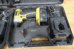 Dewalt 18 Volt Variable Speed Drill DCD940, and 1/4" Impact Driver DC825, Both with Batteries, Chargers and Carry Cases