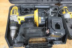 Dewalt 18 Volt Variable Speed Drill DCD940, and 1/4" Impact Driver DC825, Both with Batteries, Chargers and Carry Cases
