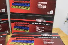 Ironton Metal Wall Mount Racks with Plastic Storage Bins, (6 kits) **New In Boxes**