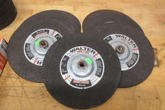 Walter Grinding Wheels 9" x 1/4" x 7/8" Thread on And Thru Hole, Dozens of **New Unused** Wheels with Safety Face Shield