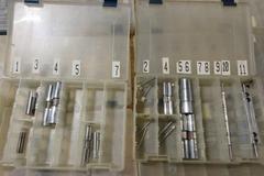 Gauge Pins, Go/No-Go Pin Sets and Holders in Plano Plastic Divider Cases, Various Diameters
