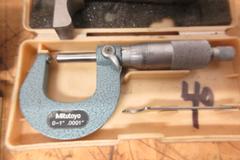 Micrometers | (2) Mitutoyo 0-1" Wall Mics, (1) Mitutoyo (1) Starrett 0-1" Wall Mic, (1) Lufkin 0-1" Pressure Mic, Brown & Sharpe 0-1" Depth Mic