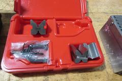 Small Vee Block Sets, Gage Blocks, (2) Suburban Tool Manual Magnetic Chucks 2.625" x 5.25"