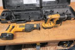 Dewalt 18 Volt SDS Concrete Hammer Drill DC212, and Reciprocating Saw DC385, Both with Batteries and Carry Cases