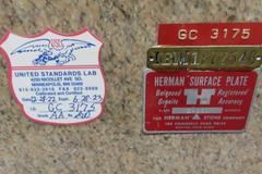 Herman Pink Granite Surface Plate 24"x36"x6.5" on Economy Die Lift Cart 2000 lb Capacaity Lift Cart, Adjustable Height